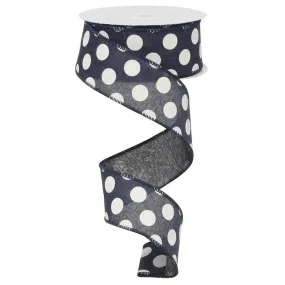 1.5" Medium Multi Dot Navy Blue White Ribbon RX9145TR