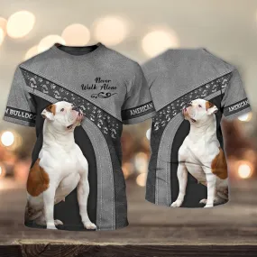 3D Dog T Shirts, American Bulldog Love All Over Print T-Shirt, Gift For Pet Loves