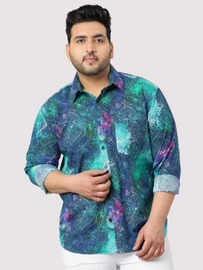 Abstract Green Blue Full Sleeve Men's Plus Size