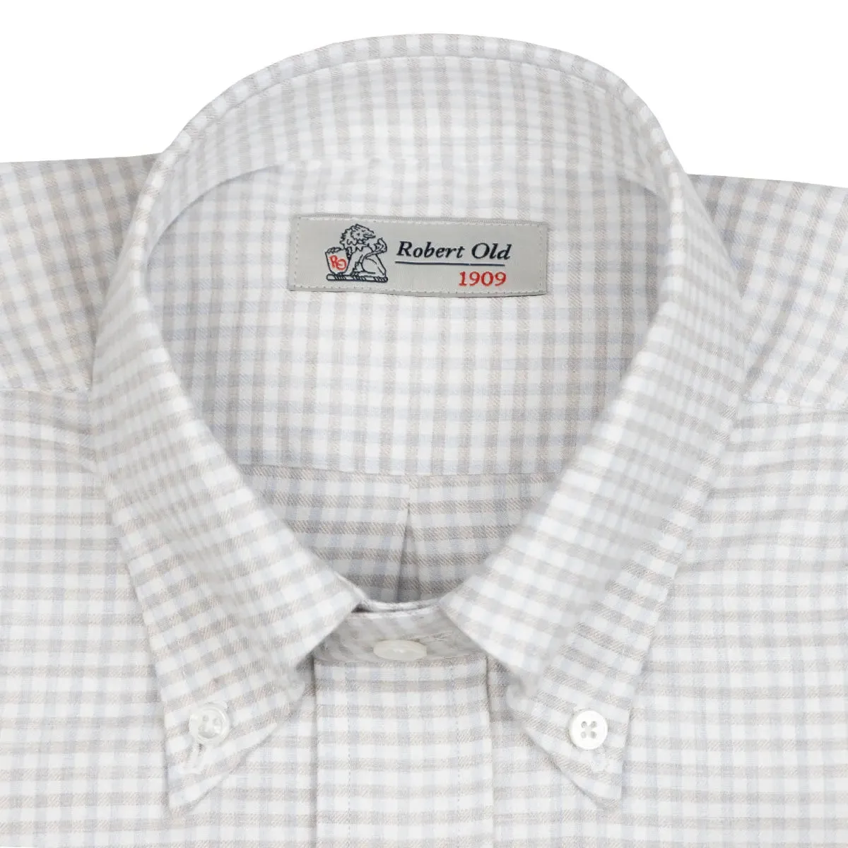 Beige & Blue Check Flanello Junior Cotton Long Sleeve Shirt