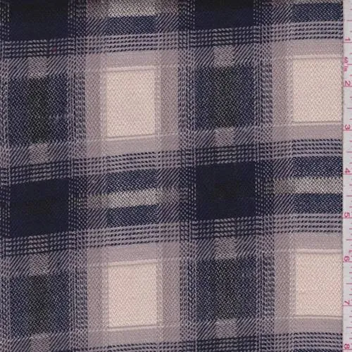 Beige/Navy/Black Plaid Jacketing Fabric