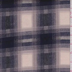 Beige/Navy/Black Plaid Jacketing Fabric