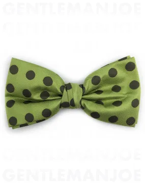 Green Bowtie with Khaki Polka Dots