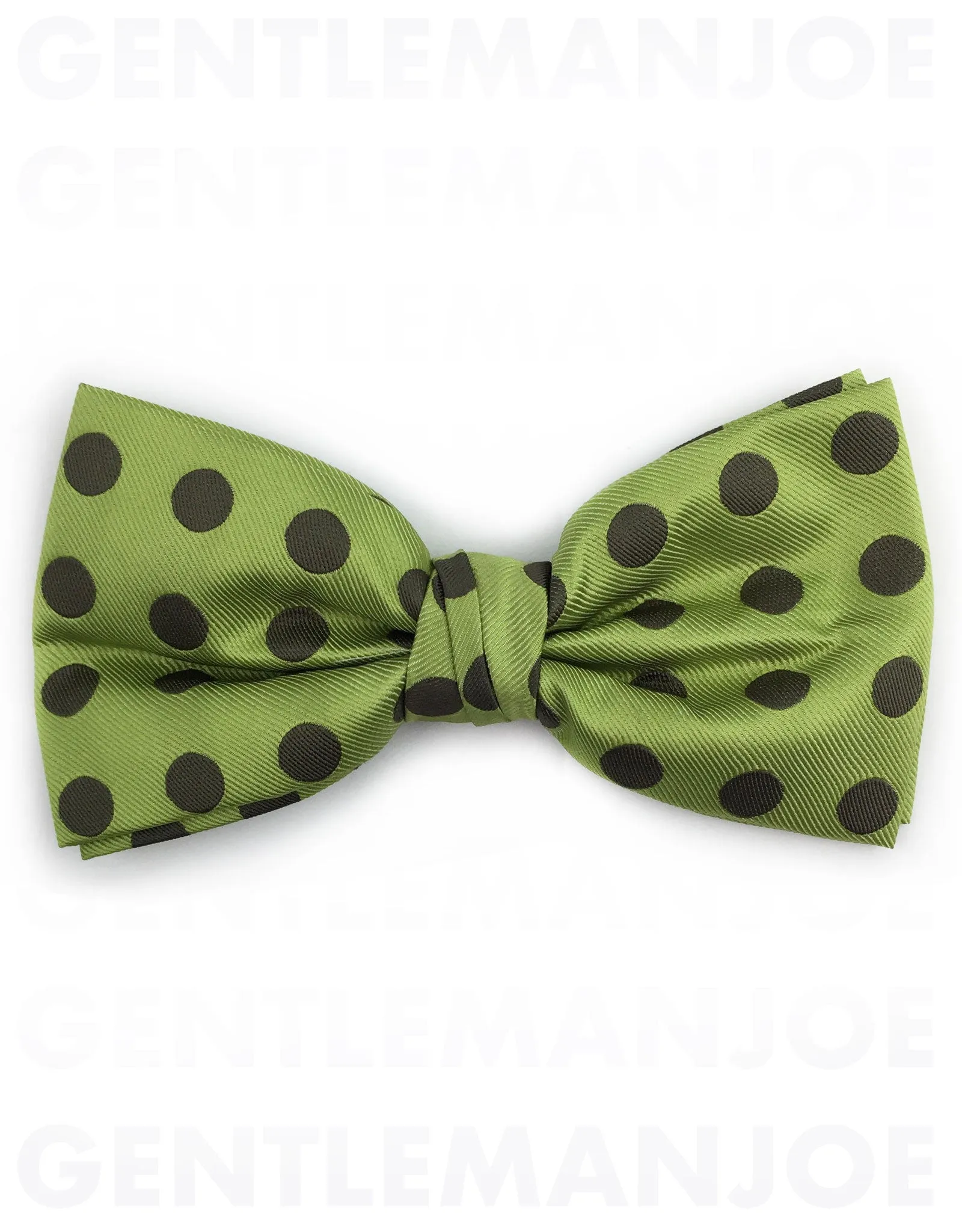 Green Bowtie with Khaki Polka Dots