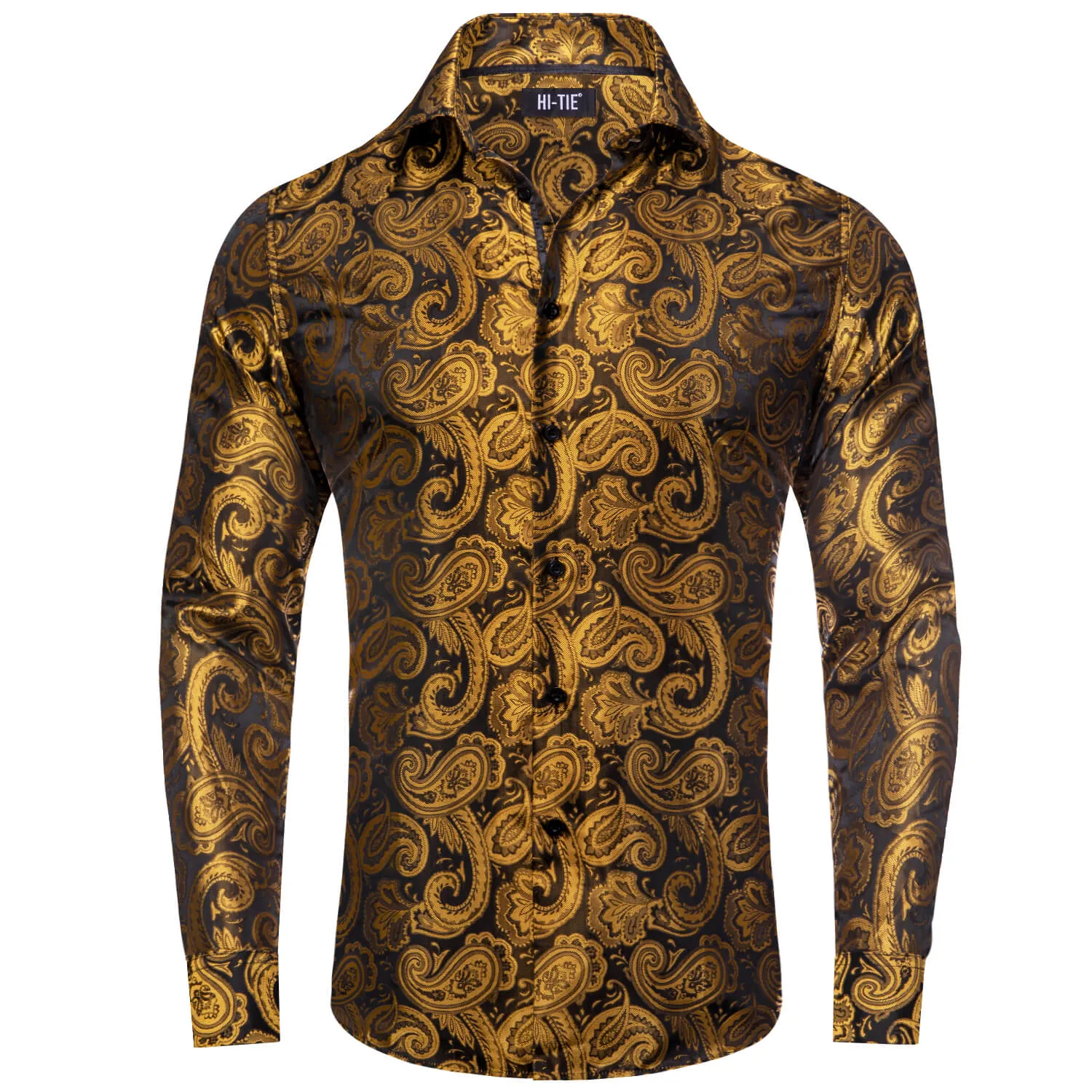 Hi-Tie Paisley Shirt Mustard Yellow Mens Button Down Shirt