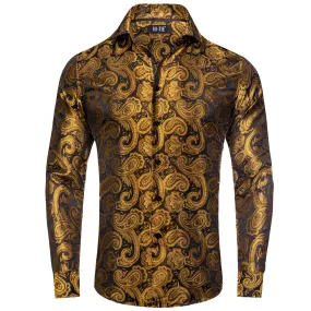 Hi-Tie Paisley Shirt Mustard Yellow Mens Button Down Shirt