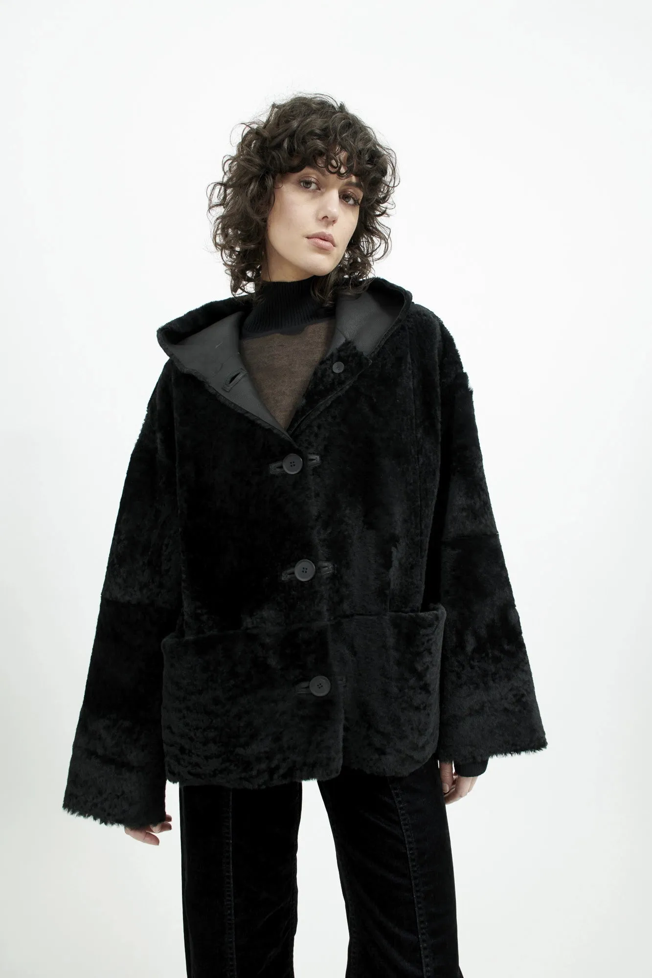 Malo Reversible Black Sheepskin Jacket