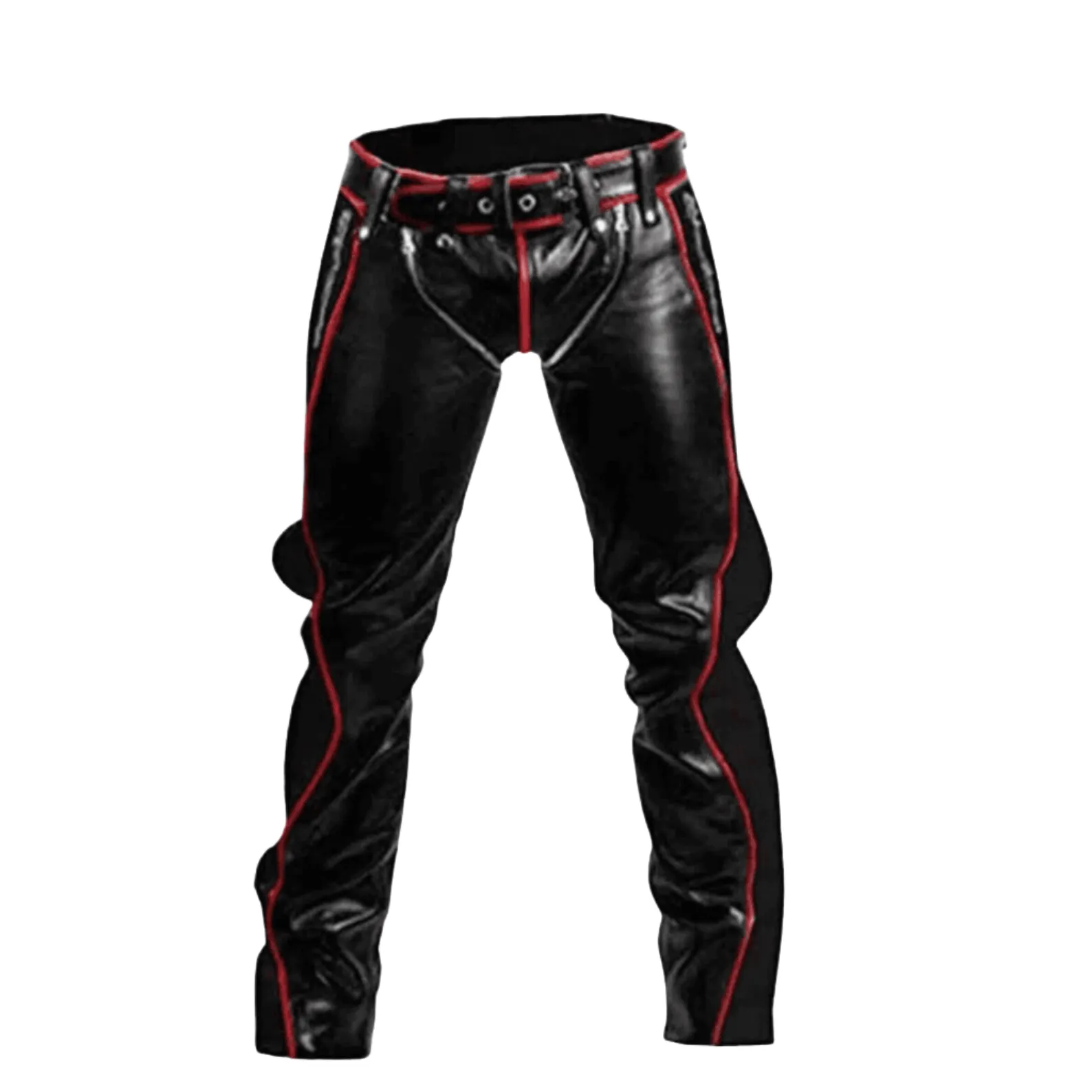 Mens Black Genuine Leather Pants Trousers