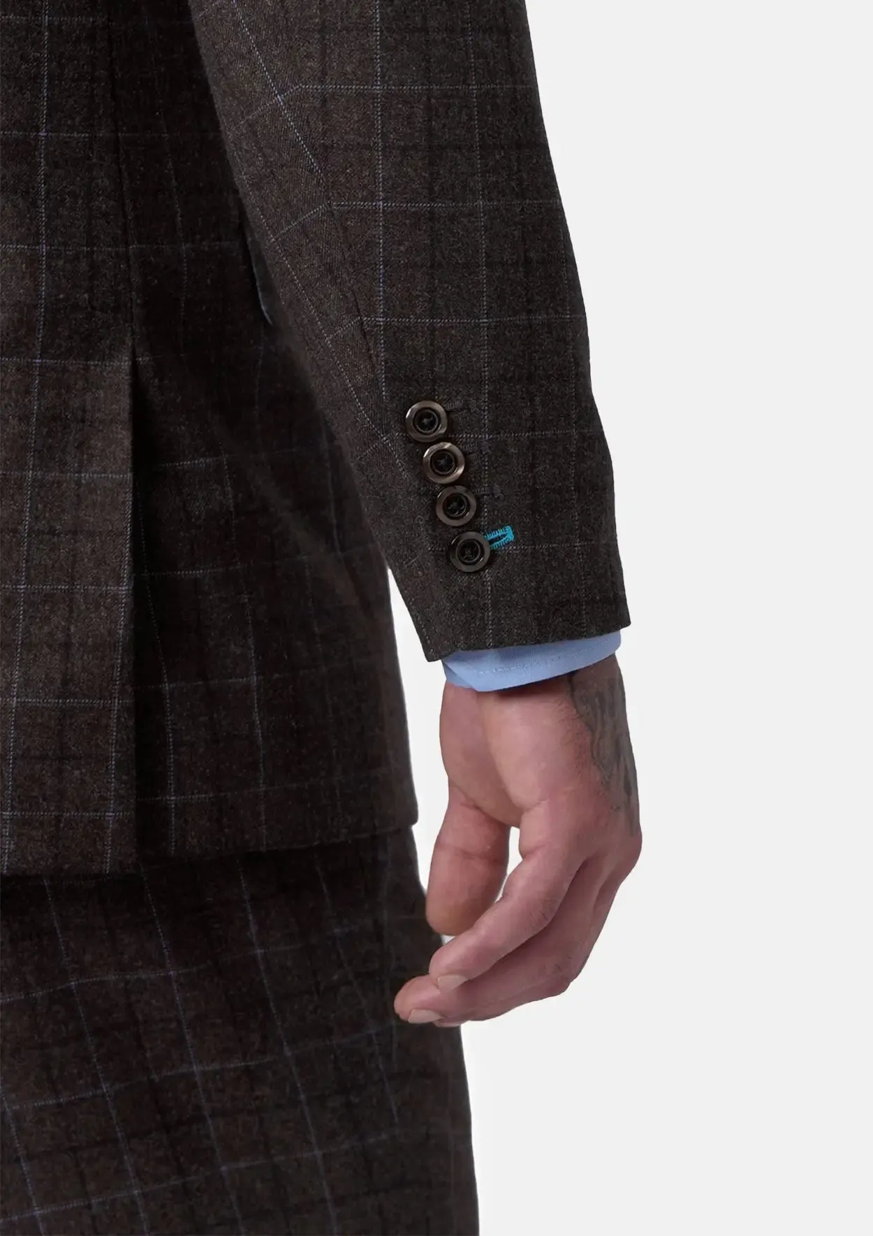 Montauk Cedar Brown Flannel Windowpane Suit