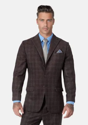 Montauk Cedar Brown Flannel Windowpane Suit