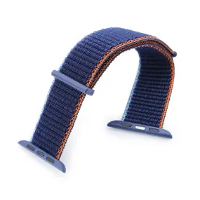 Navy Blue Hook & Loop Durable Nylon Watch Band compatible with Apple Watch 44mm / 45mm