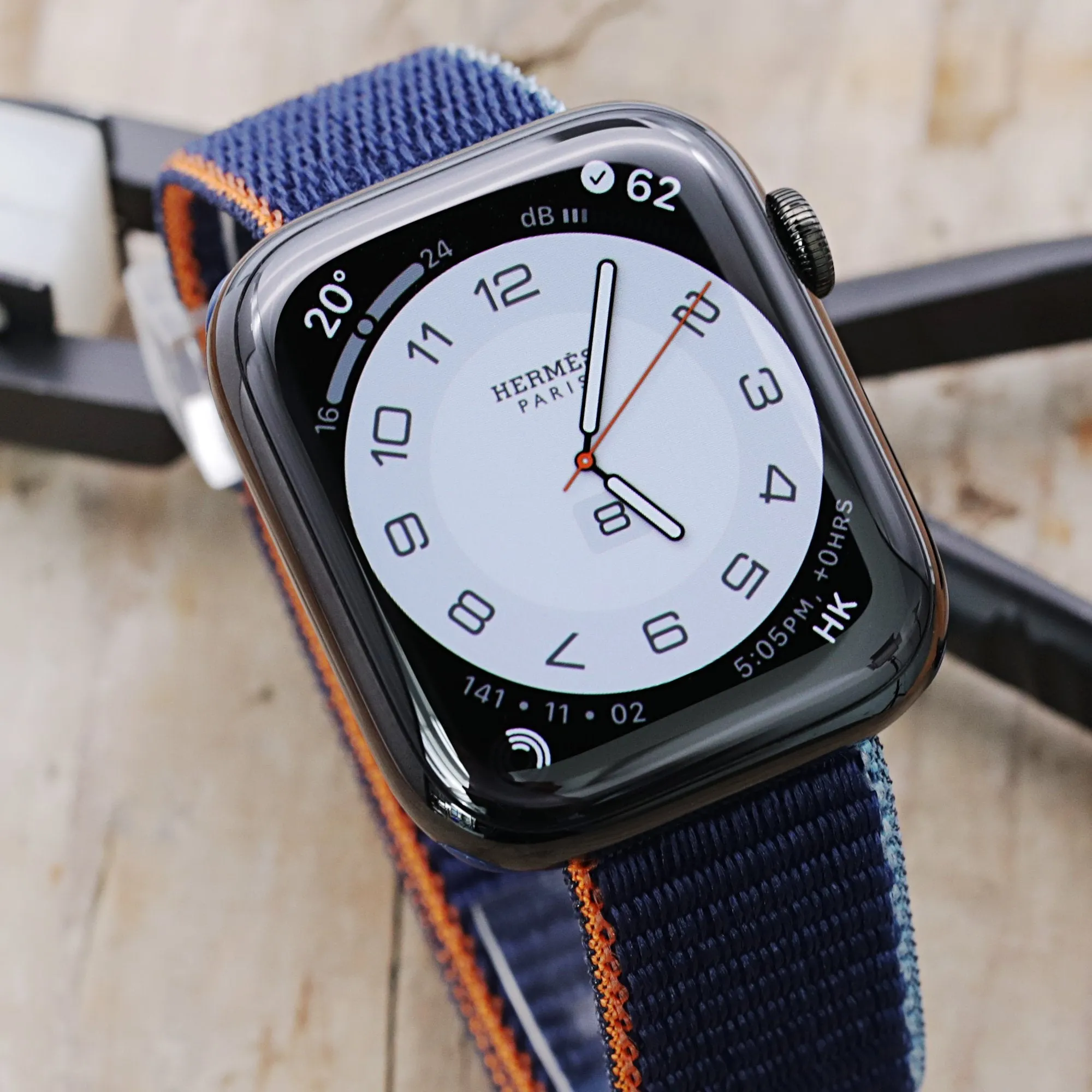 Navy Blue Hook & Loop Durable Nylon Watch Band compatible with Apple Watch 44mm / 45mm