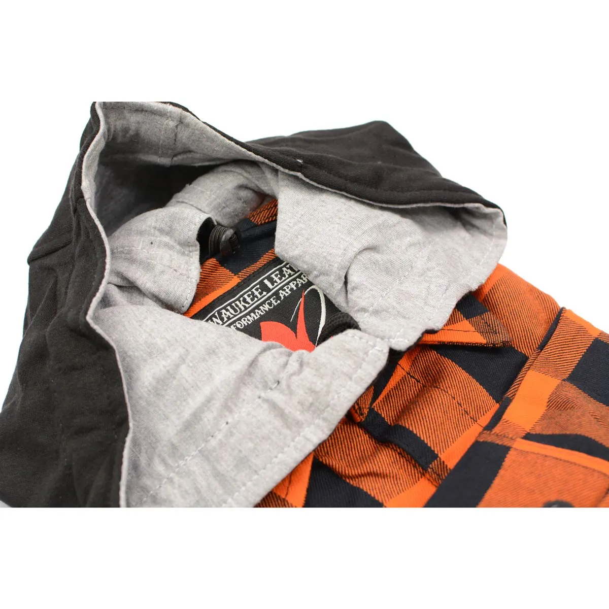 NexGen MNG11642 Men's Orange and Black Long Sleeve Cotton Flannel Shirt with Hoodie