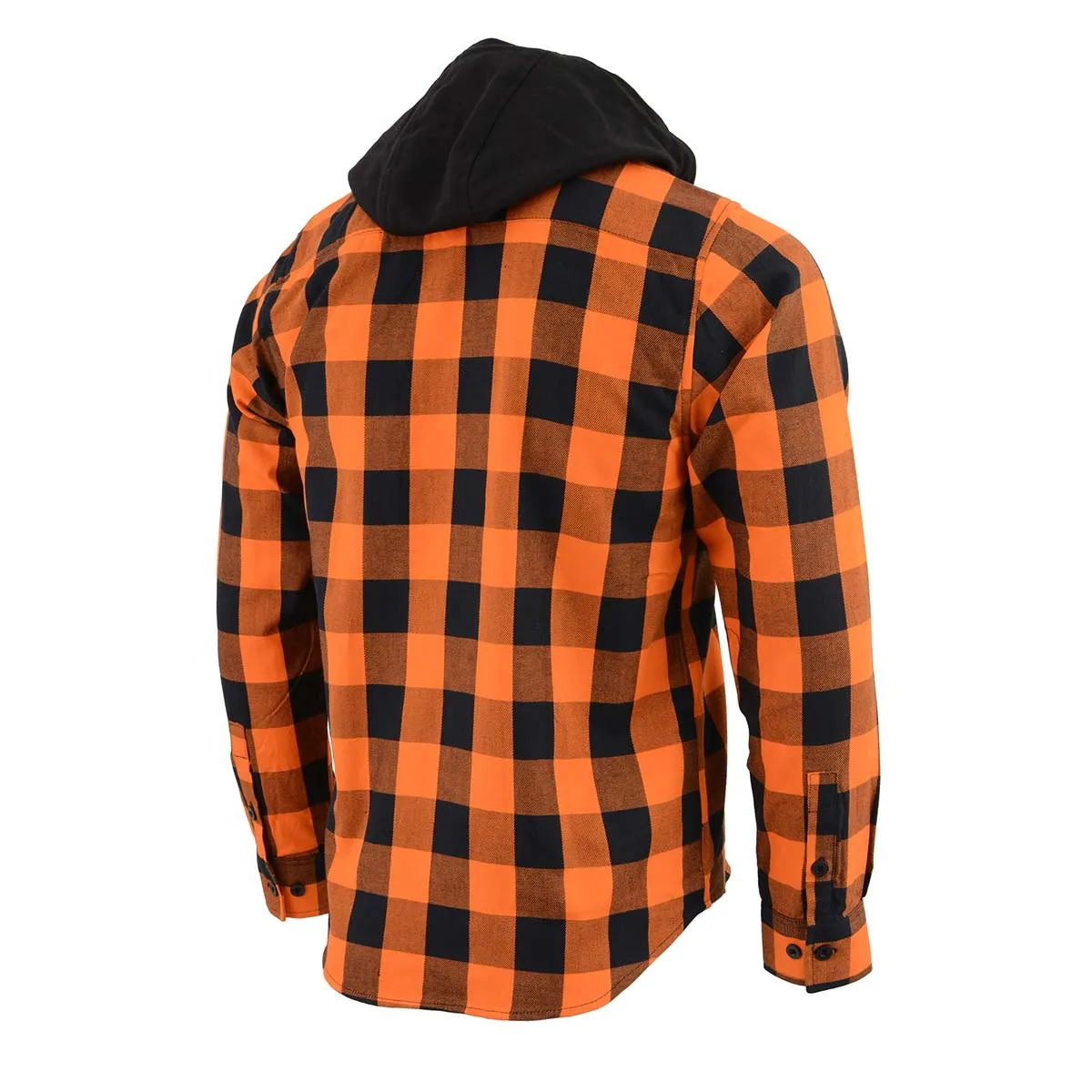 NexGen MNG11642 Men's Orange and Black Long Sleeve Cotton Flannel Shirt with Hoodie