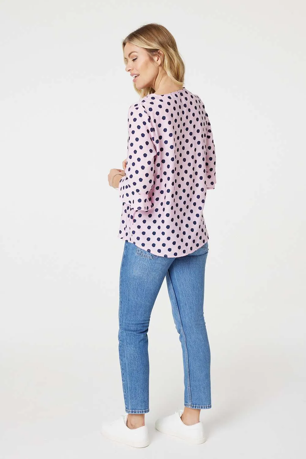 Polka Dot 3/4 Sleeve Blouse