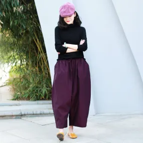 Purple Linen Pants Summer Wide Legs Women Pants MDYP9761