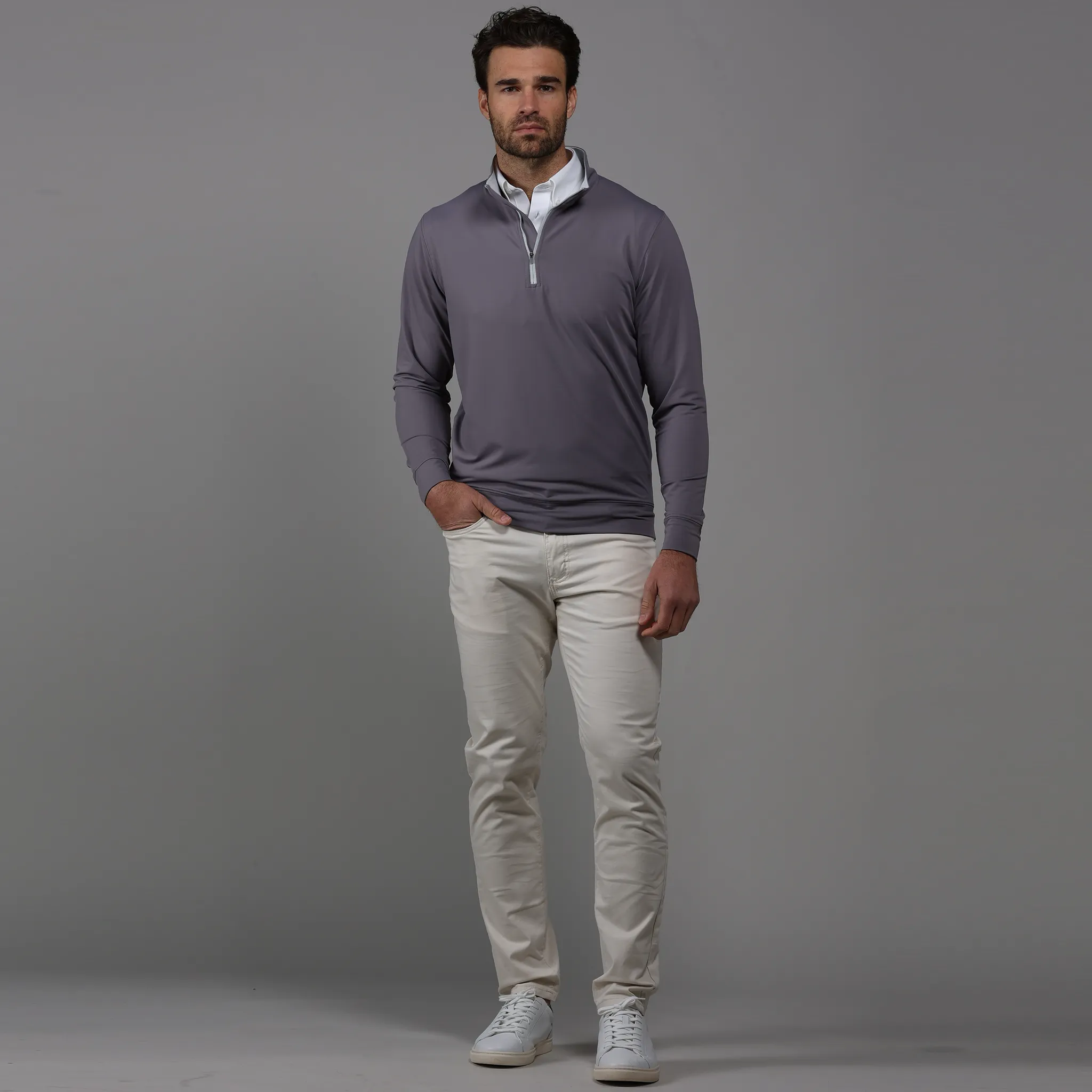 Quarry Grey Tour Performance Men's Golf Quarter Zip Pullover