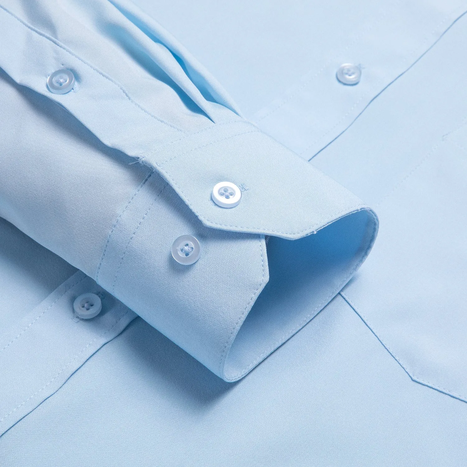 Sky Blue Solid Men's Long Sleeve Dress Shirt