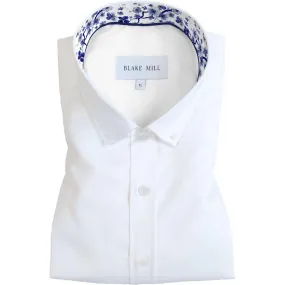 White with Sakura Tree Button-Down Shirt